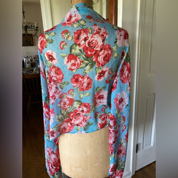 Turquoise and Roses Flowy Scarf 6’ NWT RETRO FABULOUS - Picture 10 of 10